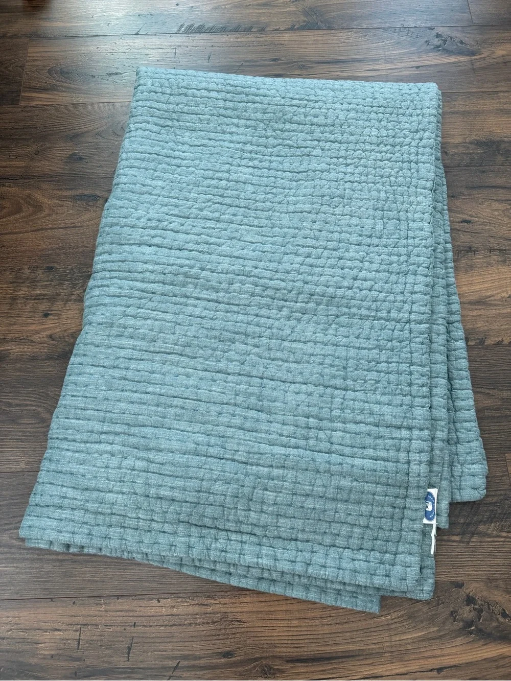John Robshaw Woven Quilt Teal Blue Twin Size